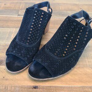 Lucky Brand Black Suede Booties – Size 8 – Block Heel – Women’s